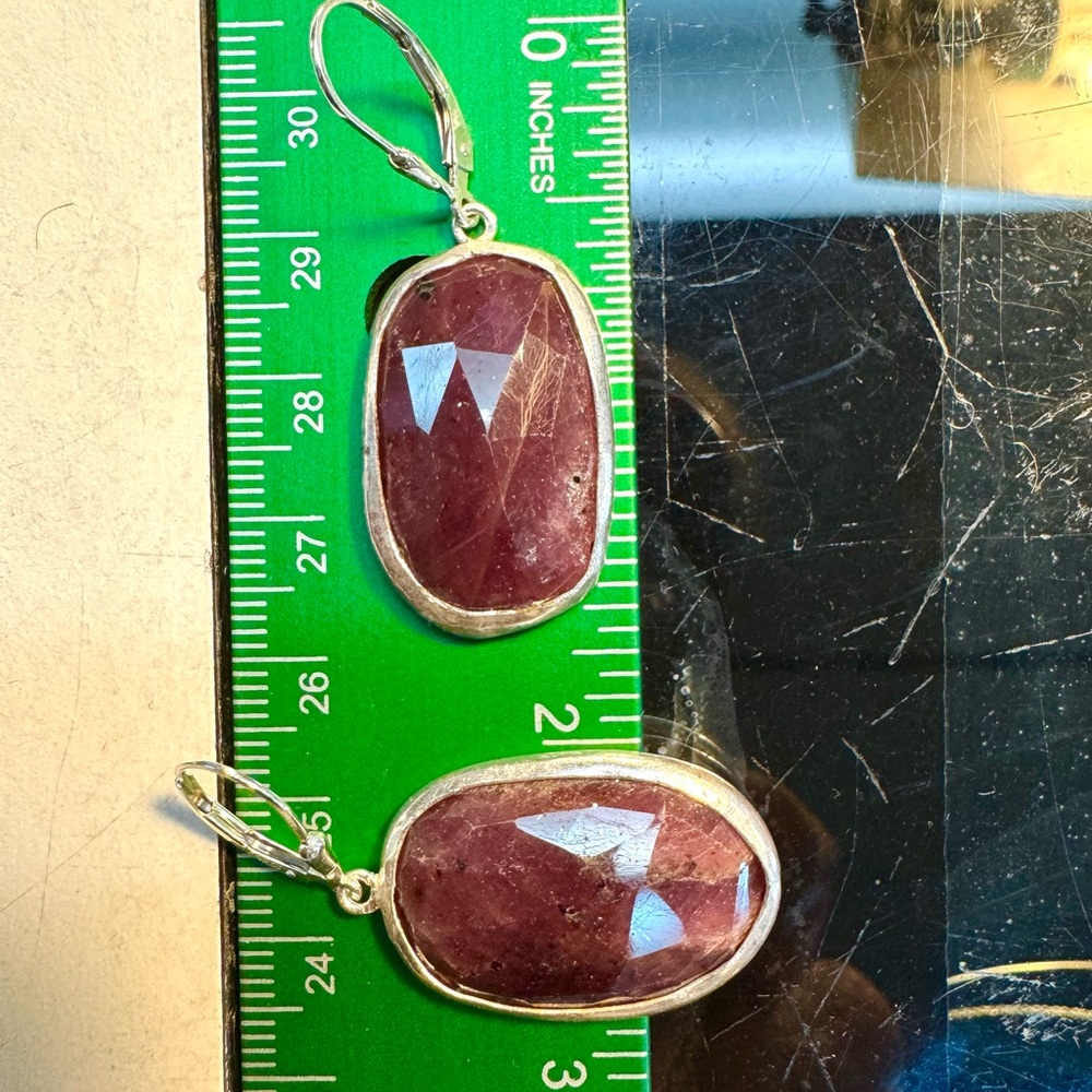 Artisan Sterling Ruby Drop Earrings - image 3